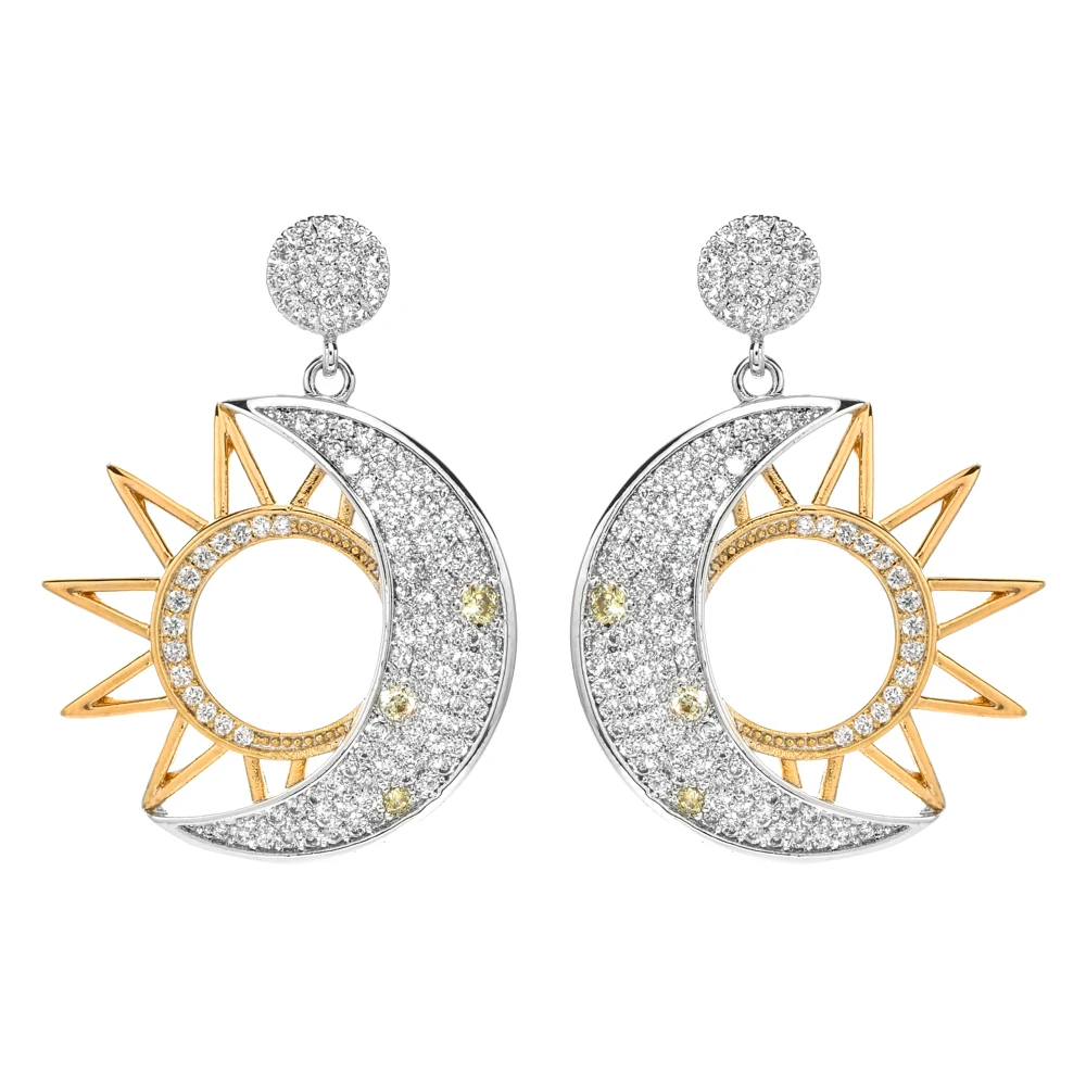 Модный стиль с гальваническим покрытием двойного цветные циркониевые серьги для женщин/Для девочек Свадебная вечеринка ювелирных изделий серьги ER-352