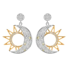 Модный стиль с гальваническим покрытием двойного цветные циркониевые серьги для женщин/Для девочек Свадебная вечеринка ювелирных изделий серьги ER-352