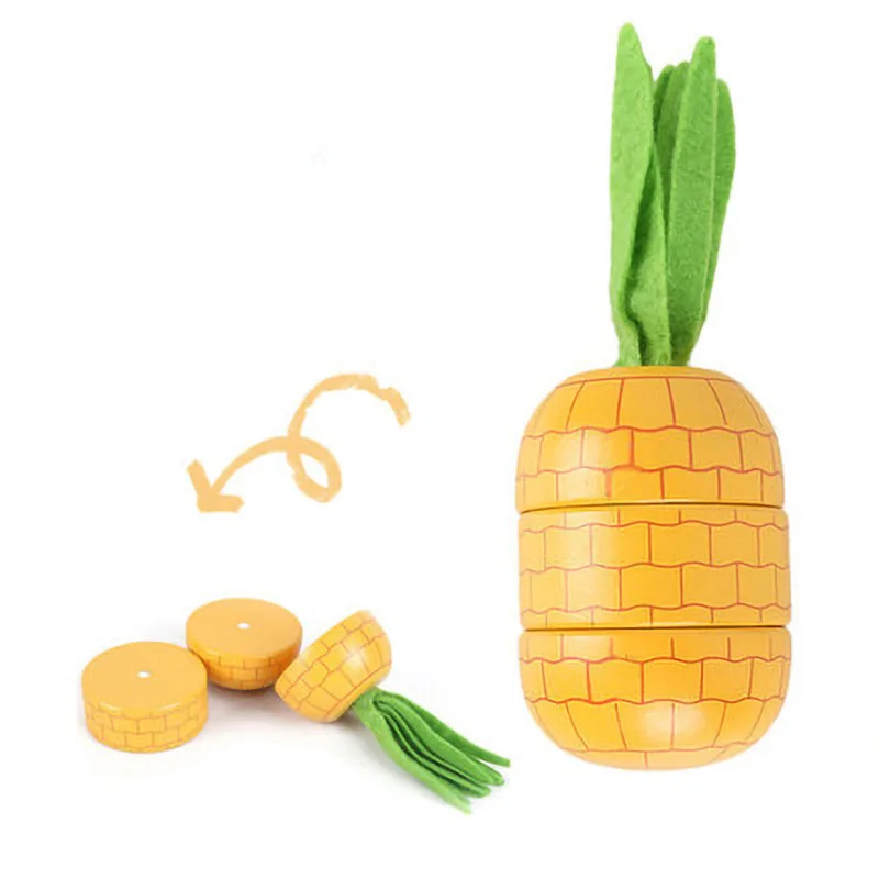 Montessori Simulation 3D Woodens Toy Magnetic Cutting Fruit Banana Lemons Kitchen Model Early Educational Toys for Children Gift 5