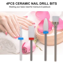 4 шт набор керамических сверл для ногтей, набор сверл для педикюра и маникюра, сменные сверла для электрической дрели для ногтей