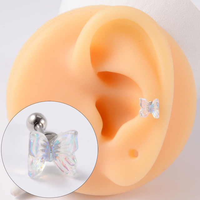 Surgical Steel CZ Cute Butterfly Ear Studs Cartilage Helix Lobe Conch Piercing Earring For Girls Gift Body Piercing Jewelry
