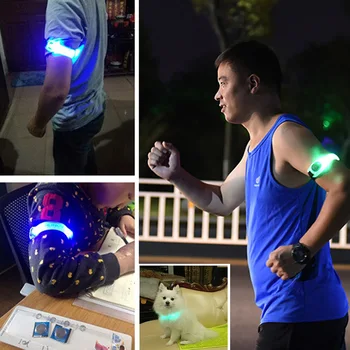 

2pcs Night Running Arm Band LED Glowing Reflective Safety Armband for Jogging Cycling HB88