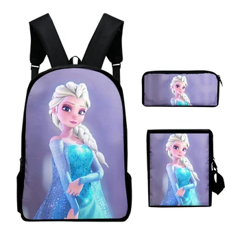 

Hot Girls Cartoon School Bag Kids lovely Princess Elsa Anna Backpack Cute Brand Girls Boys School Bag 3PCs / Set Set School Bag