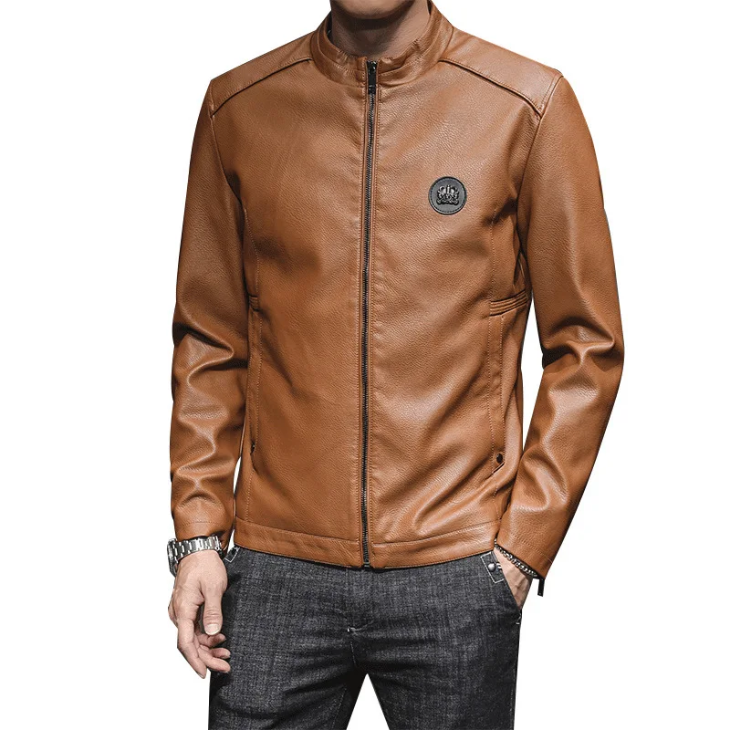 

Leather Coat Men's 2019 Autumn & Winter New Style Men PU Leather Jacket Ouma plus Velvet Leather Coat Men'S Wear Fashion