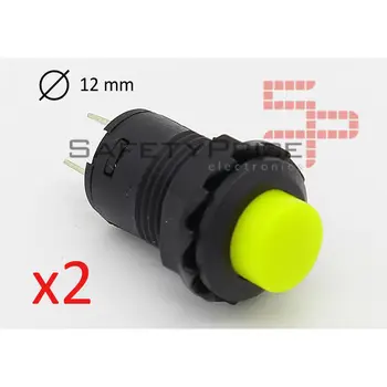

2x round yellow switch 12mm recessed button ON OFF 2 positions 12 SP