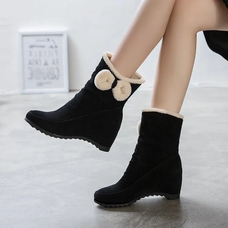 

Big Size 9 10 11 12 boots women shoes ankle boots for women ladies boots shoes woman winter Solid color round head sleeve