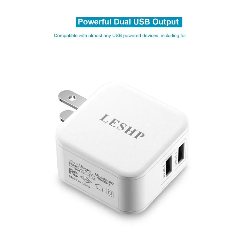 2 шт. зарядное устройство для автомобиля с двумя портами USB Портативный стены Зарядное устройство 5 V/3.1A Выход 15,5 Вт путешествия Зарядное устройство адаптер с складная вилка для смартфона