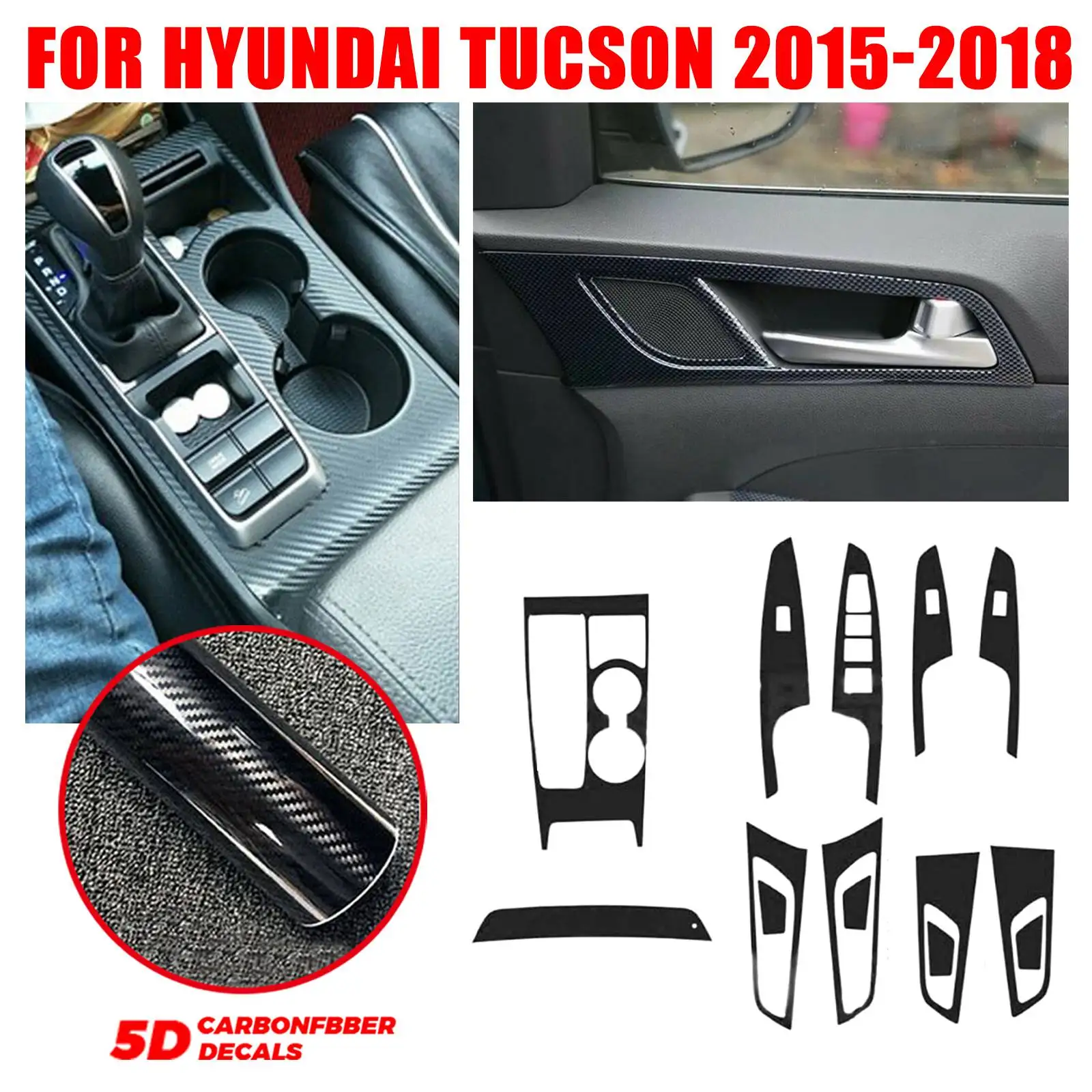 

Car Interior Sticker Film Central Control Film Carbon Fiber Modified Auto Interior Decoration Film For Hyundai Tucson 2015-2018