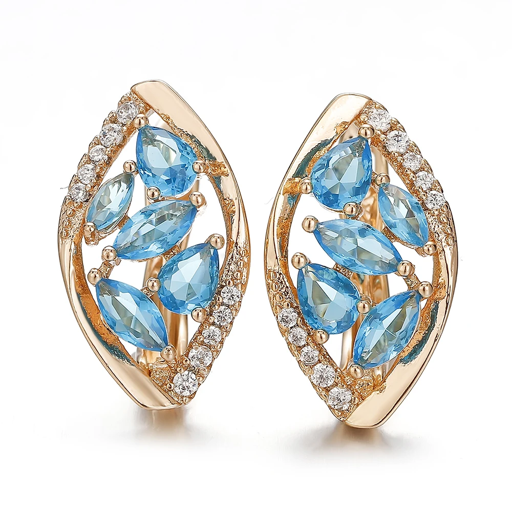 Hanreshe Exquisite Crystal Zircon Gold Color Female Girl Quality Earrings Jewelry For Wedding Dress With Accessories