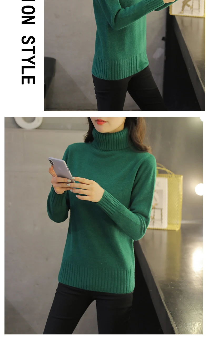 yellow sweater Knitted Sweaters Pullovers Turtleneck Long Sleeve Solid Color Slim Elastic Short Sweater Women 2020 New Autumn winter Women Sweaters