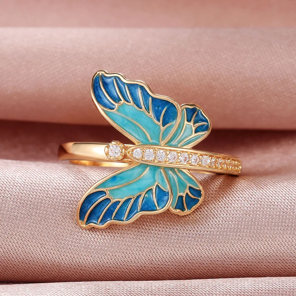 Huitan изящное женское кольцо с бабочкой свадебные вечерние аксессуары для