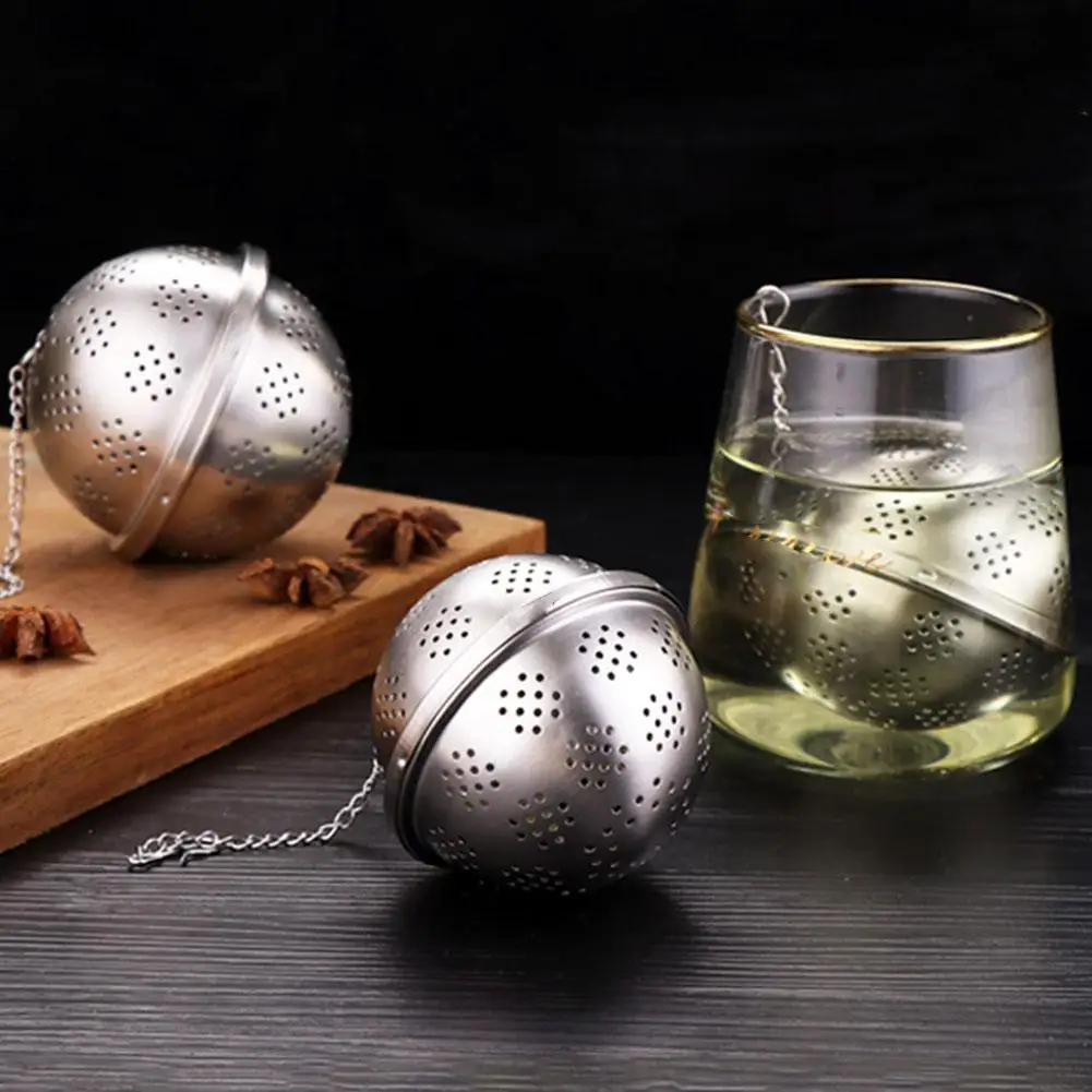 

Reusable Tea Infuser with Chain Hook Stainless Steel Tea Ball Loose Leaf Tea Strainer Herbal Spice Filter Kitchen Gadgets
