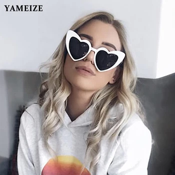 

YAMEIZE Love Heart Sunglasses Women Luxury Brand Designer Vintage Cat Eye Sun Glasse Fashion Cute Retro Ladies Glasses Oculos
