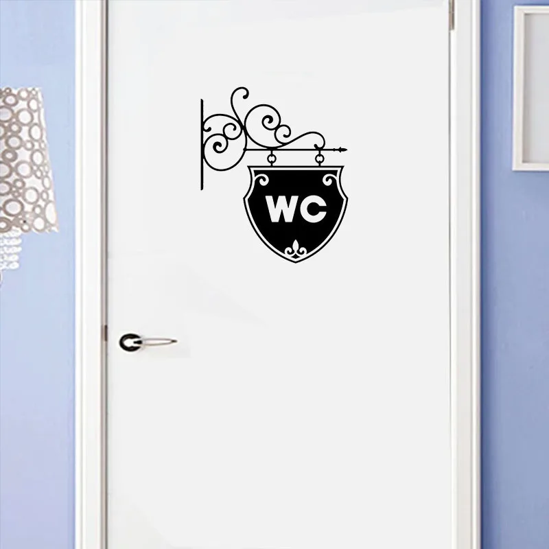 WCToilet Входная вывеска, наклейки на дверь для общественного места, для дома, декоративные креативные настенные наклейки с рисунком, сделай сам, забавная виниловая Фреска - Цвет: E      20cmx16cm