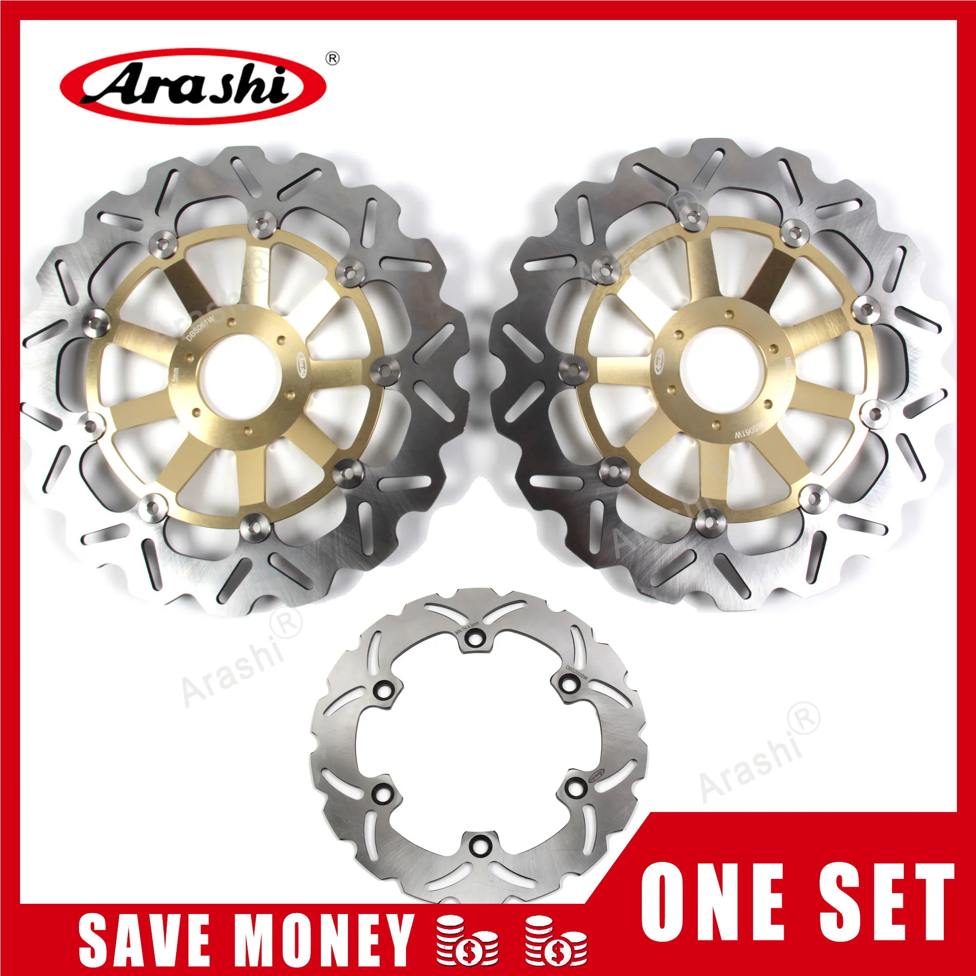Gold Front Rear Араши 1 комплект ЧПУ плавающий передний задний тормозной диск тормозные диски диск для HONDA CBR 1100 XX CBR1100XX 1997 1998 мотоцикл - Цвет: Gold Front Rear