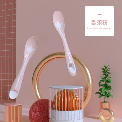 pink 2 шт./компл. Детские Ложки Посуда для кормления c изображением животных, из посуда для детей столовые приборы ложки киска Яблоко пилинг ложка для кормления/комплект - Цвет: pink