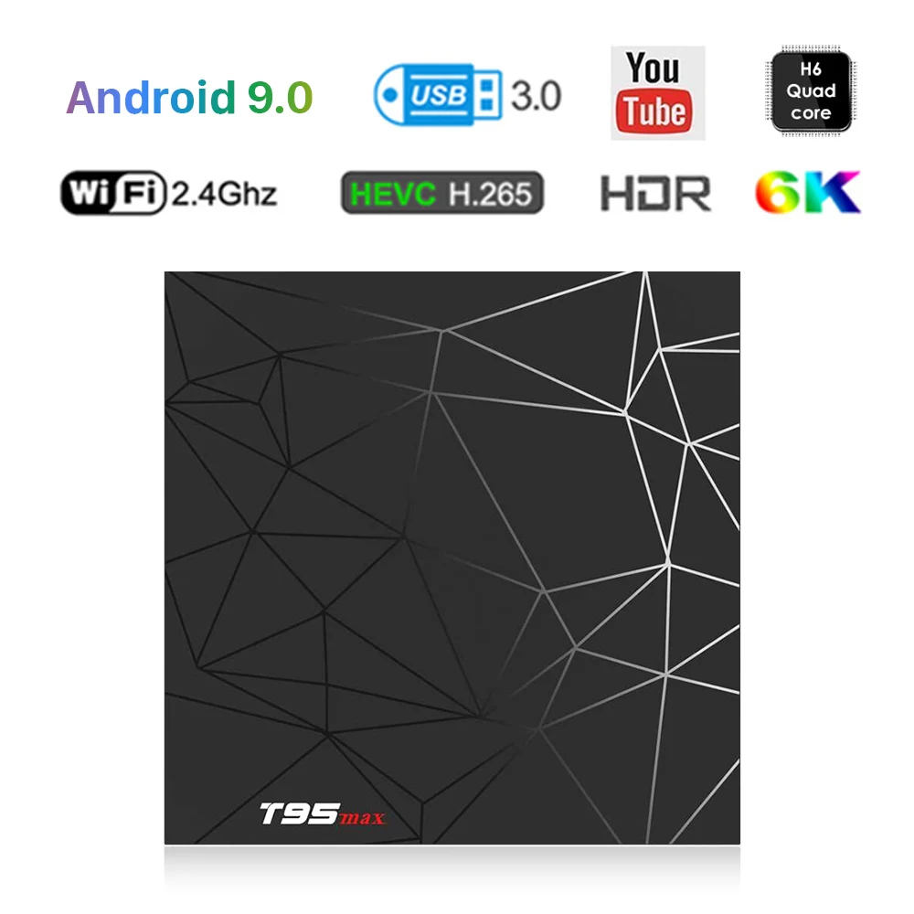 Android 9,0 ТВ приставка T95max 6K Allwinner H6 четырехъядерный Поддержка 3D HDR H.265 2,4G wifi USB 3,0 T95 Max Android 9,0 Смарт ТВ приставка