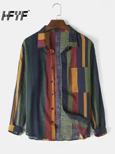 

Explosions men's striped shirt 2020 men's contrasting striped cotton and linen ribbon breathable long sleeve shirt spot.