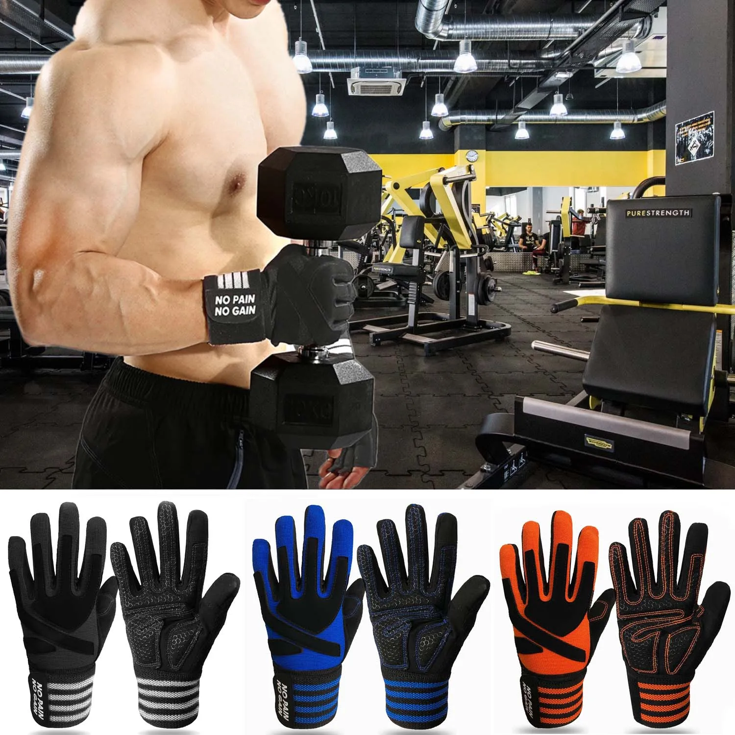 Men Sports Half-Finger Fitness Non-Slip Gym Dumbbell Weightlifting Bench Press Wrist Protector Climbing Gloves
