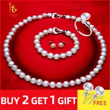 NYMPH пресноводный жемчуг набор украшений для женщин натуральный барочный белый камень бусы колье ожерелье серьги браслет вечерние [T207]