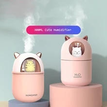 300ml umidificador de ar bonito gato difusor usb aromaterapia umidificador névoa fria maker com luzes da noite para o escritório em casa