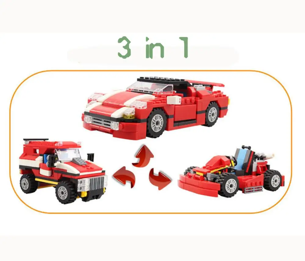 

279pcs 3-in-1 Race Car& Truck Building Block Set Toy Compatible With Lego