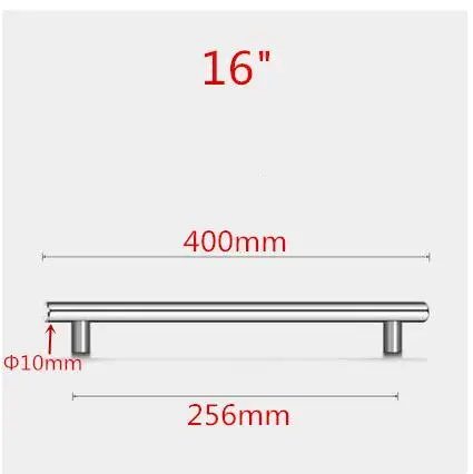 Дверца кухонного шкафа из нержавеющей стали Т-образная ручка для шкафа Мебельная ручка ящика шкафа Ручка - Цвет: 16inch 256mm