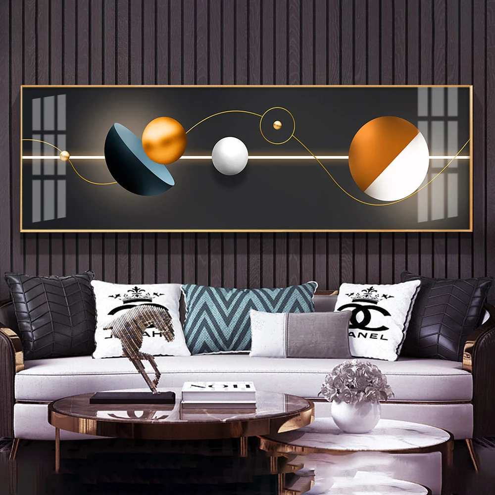 Big Size Nordic Luxury Golden Canvas Painting Wall Art Abstract Solid Geometry Modern Art Ribbon Posters and Prints Living Room