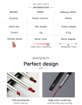 17Colors Portable Natural Long lasting Waterproof Moisturizing Pencil Lipstick Pen Lip Liner Long Lasting Matte