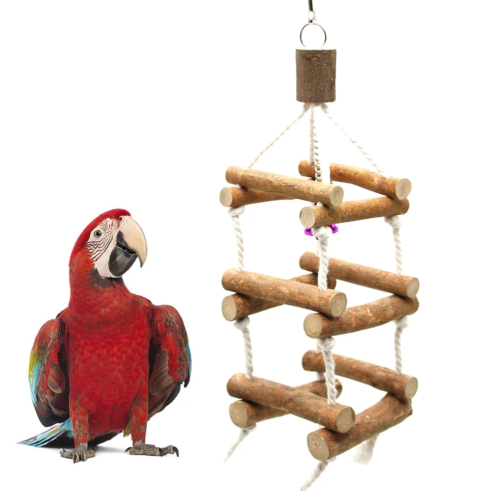 Pet Bird Parrot деревянная лестница для скалолазания колокольчик гамак Подвесные качели для клетки жевательная игрушка лучший подарок