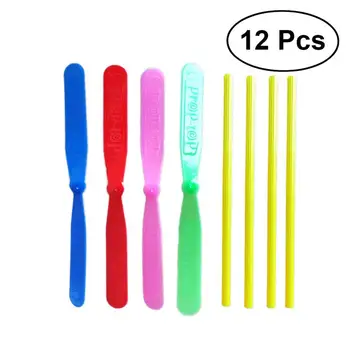 

A Pack of 12pcs Flying Fairy Children'S New Exotic Toys Bamboo Dragonfly Rotating Flywheel Toys Recollection of Childhood