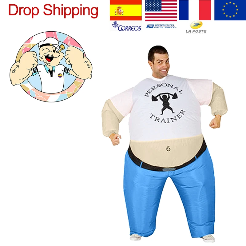 

Inflatable Popeye The Sailor Man Cosplay Costumes For Adult Man Women Blowup Halloween Anime Mascot Party Inflatable Costume