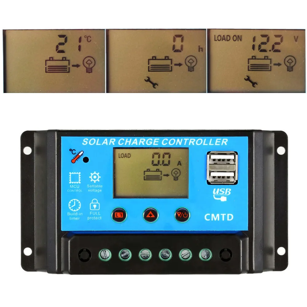 Горячая 20A/10A ЖК-контроллер солнечного заряда Placa солнечный регулятор