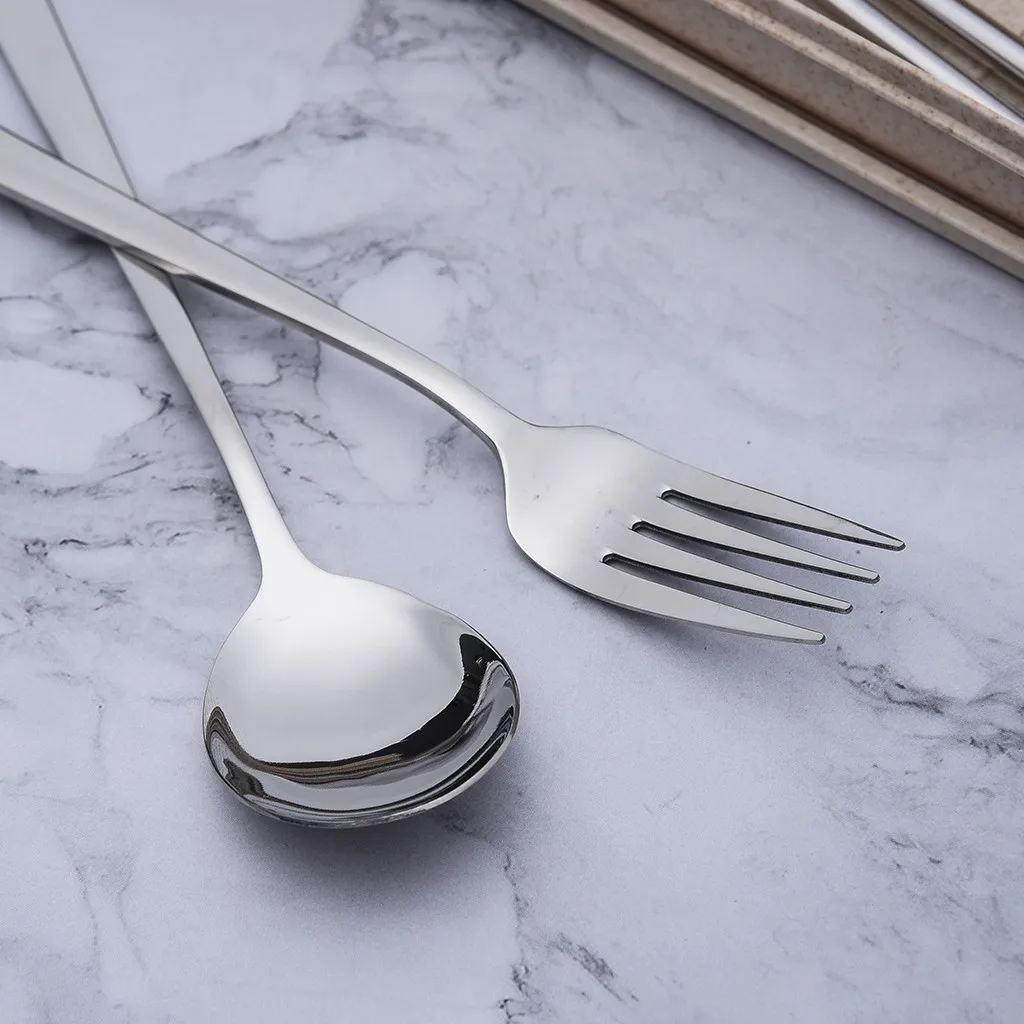 Reusable Dinnerware Stainless Steel Cutlery Set Steak Knife Fork Set Coffee Spoon Teaspoon Flatware Tableware Kitchen Silverware