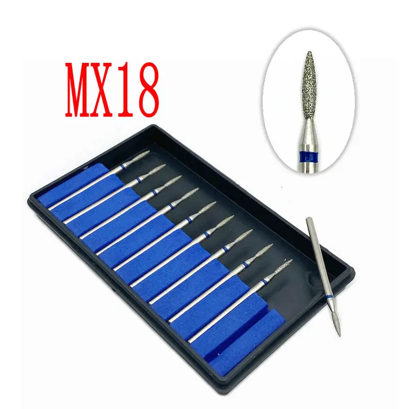 

10pcs Diamond Nail Drill Milling Cutter Dental Grinding Polish Burs Craft Polisher Dentistry Tools 2.35mm Shank MX18