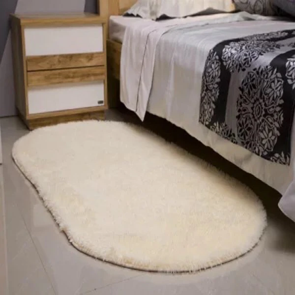 Solid Color Oval Washable Floor Mats for Home Living Room Rug Bedroom Bed Front blanket Coffee Table Blanket UD88