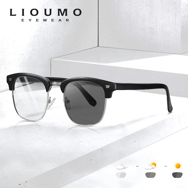 

LIOUMO Blue Light Blocking Computer Glasses Square Frame Photochromic Eyeglasses Women Men Anti Blue Rays Unisex Eyewear UV400