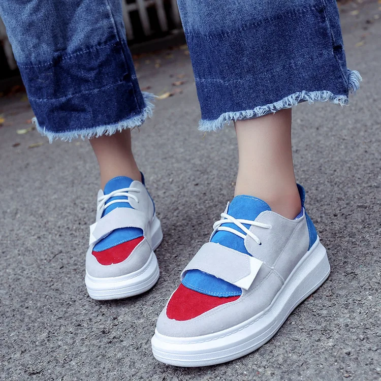 

2019 Spring And Autumn New Blue Color Korean-style Athletic Shoes Casual Shoes Flat Heel Thick Bottomed Shoes Women Genuine Prod