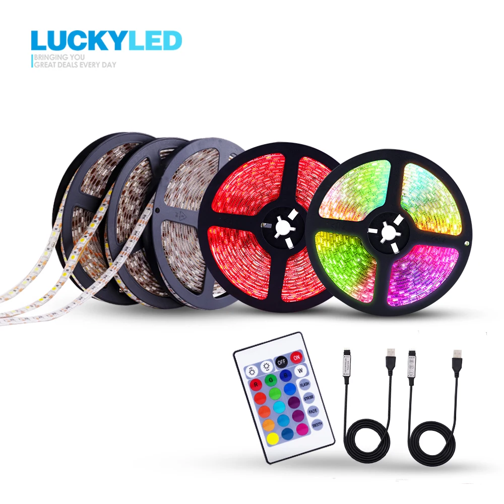 

Led Strip USB 5v 2835 SMD Waterproof Ribbon Led Flexible RGB Led Tape for Computer TV Led Strip Light With 3k 24k Remote Control
