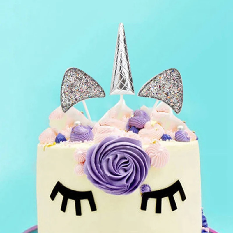 Декор для именинного торта выпечки десерты Единорог рога торт Топпер Хэллоуин вечерние Дети листок вкладыш торт