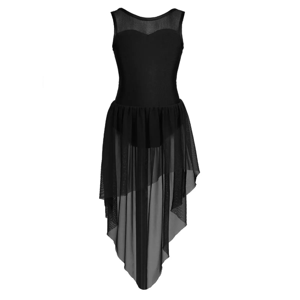 thumbnail image 1 of Trajes de niñas sin mangas bailarina tutú ropa de baile empalme espalda abierta dobladillo alto-bajo ballet danza clásica gimnasia leotardo vestido, 1 of 5