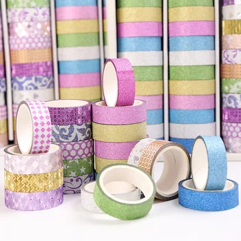 

52 Rolls Mixcolor Glitter Washi Tapes Self Adhesive Sticker DIY Scrapbooking Flower Diary Decoration Wedding Photobooth Decor