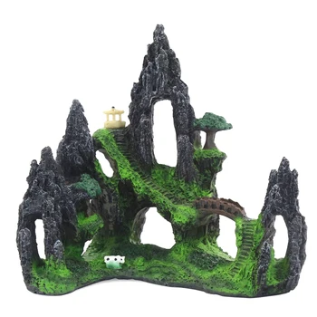 

Aquarium Rockery Mountain View Rock Cave Stone Tree Fish Tank Cave Ornament Decoration Aquarium Accessories