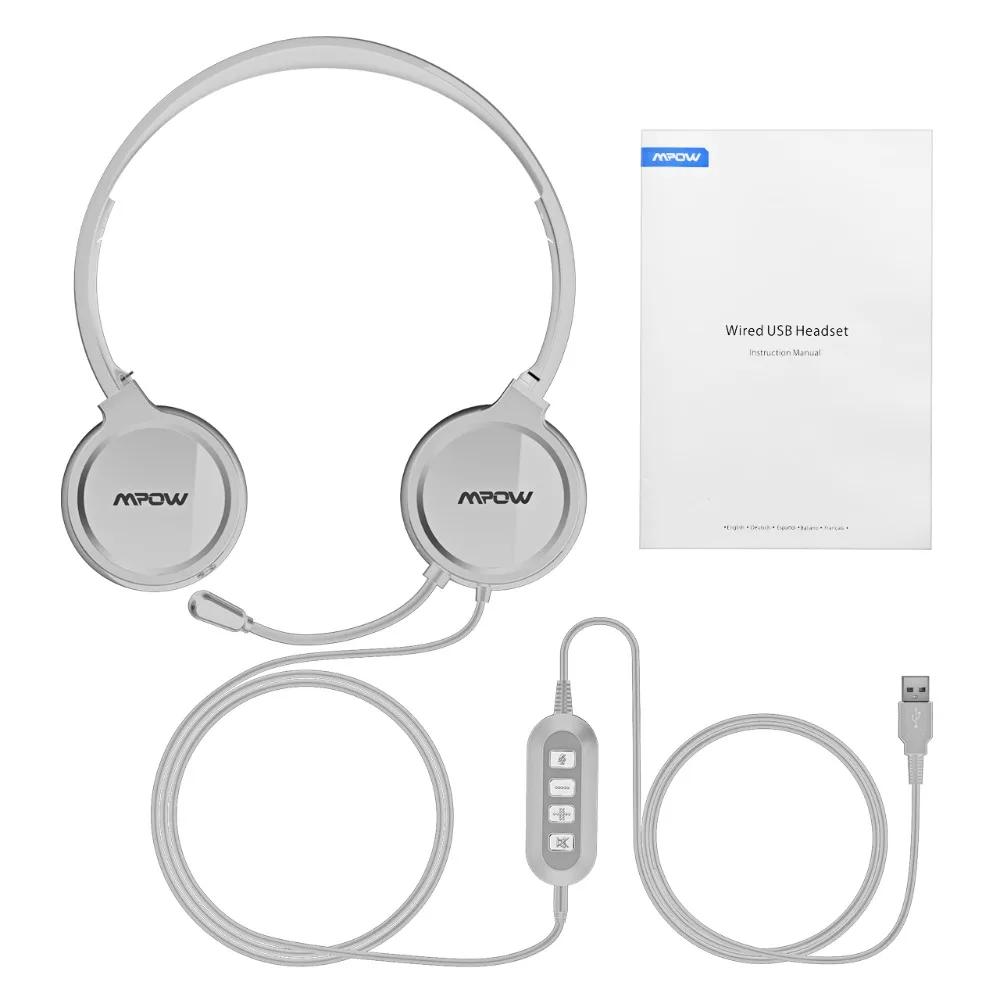 Mpow Wired Headphone USB3.5mm Plug Noise Reduction Flexiable Microphone Headset For Skype Call Center Game Windows 10 Mac PC (6)