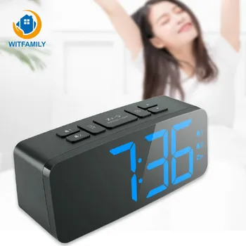 

LED Silent Electronic Digital Backlight Alarm Clock Desktop Snooze Function Bedroom Decorate USB Charge Large Number Display