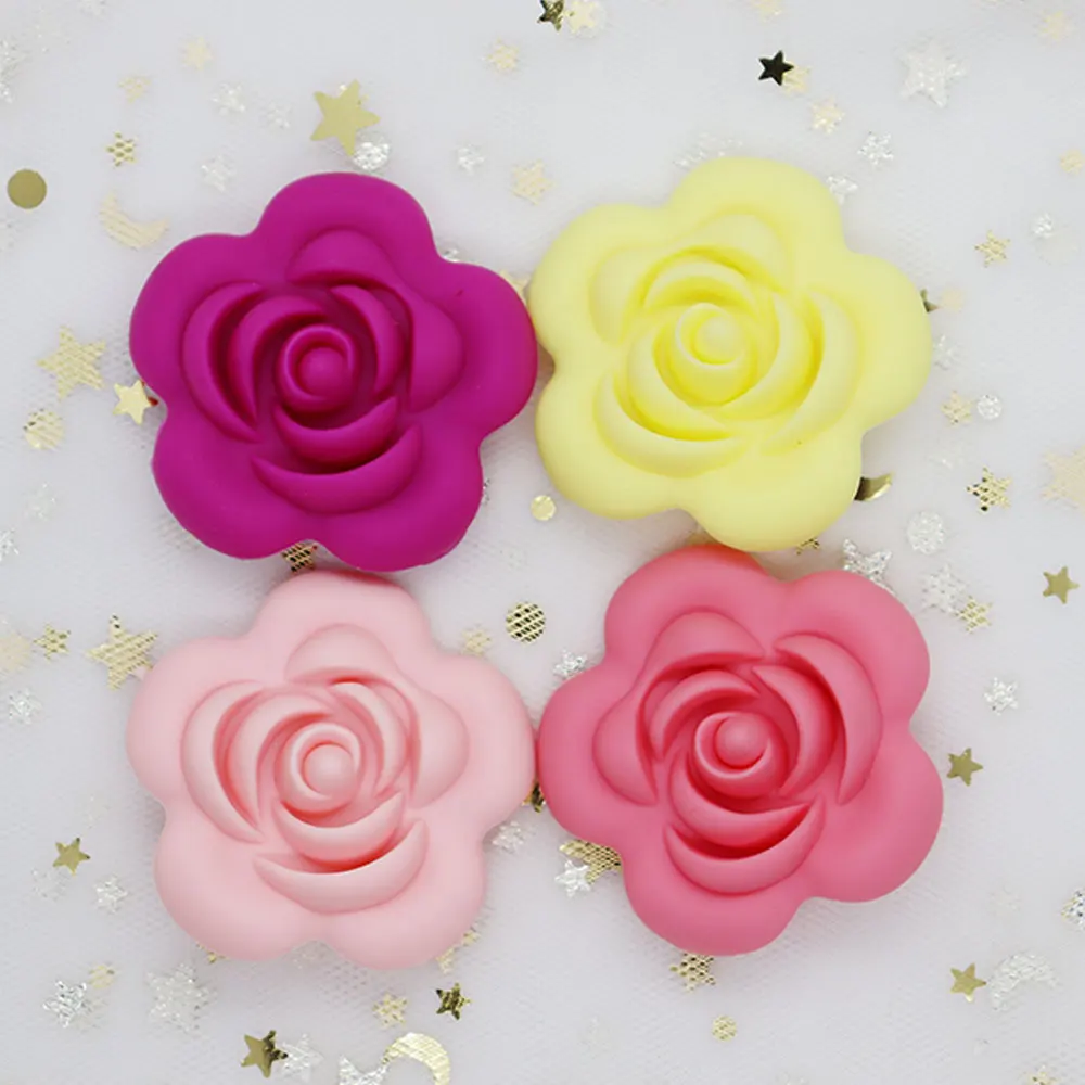 5Pcs Rose Perle Silicone Beads Flower Silicone Dentition DIY Baby Teethers Bead For Jewelry Making Baby Products Teething Toys