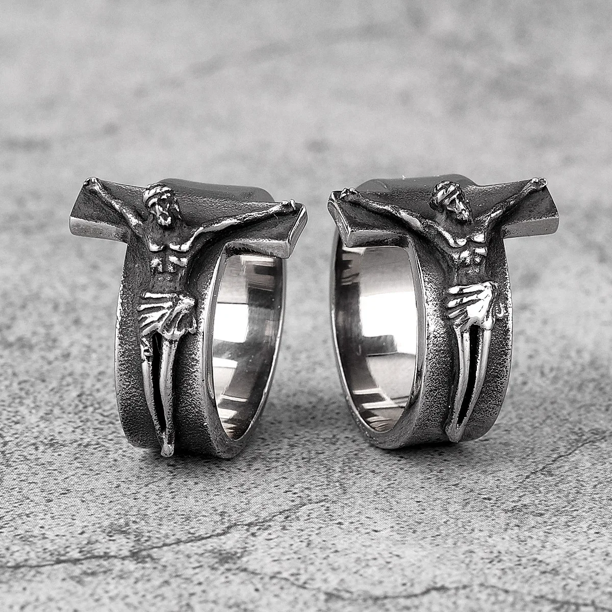 Good Friday Jesus Cross Ring Stainless Steel Mens Rings Punk