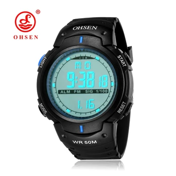 

OHSEN Luxury Mens Digital LED Watch Men Rubber Band Sport Watch Alarm Date Outdoor Electronic Wristwatch Relogio Digital NEW