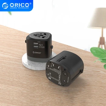 

ORICO Universal International Plug Charger Adaptor For Travel 100-240V Voltage EU US UK AU USB Socket Multi-country Adapte