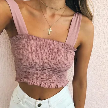 

Tank Tops New Chiffon Camis Streetwear Tube Top Women Fashion Ruched Pleated Crop Top Sexy Bustier Tees Feamle Solid Tie Bow